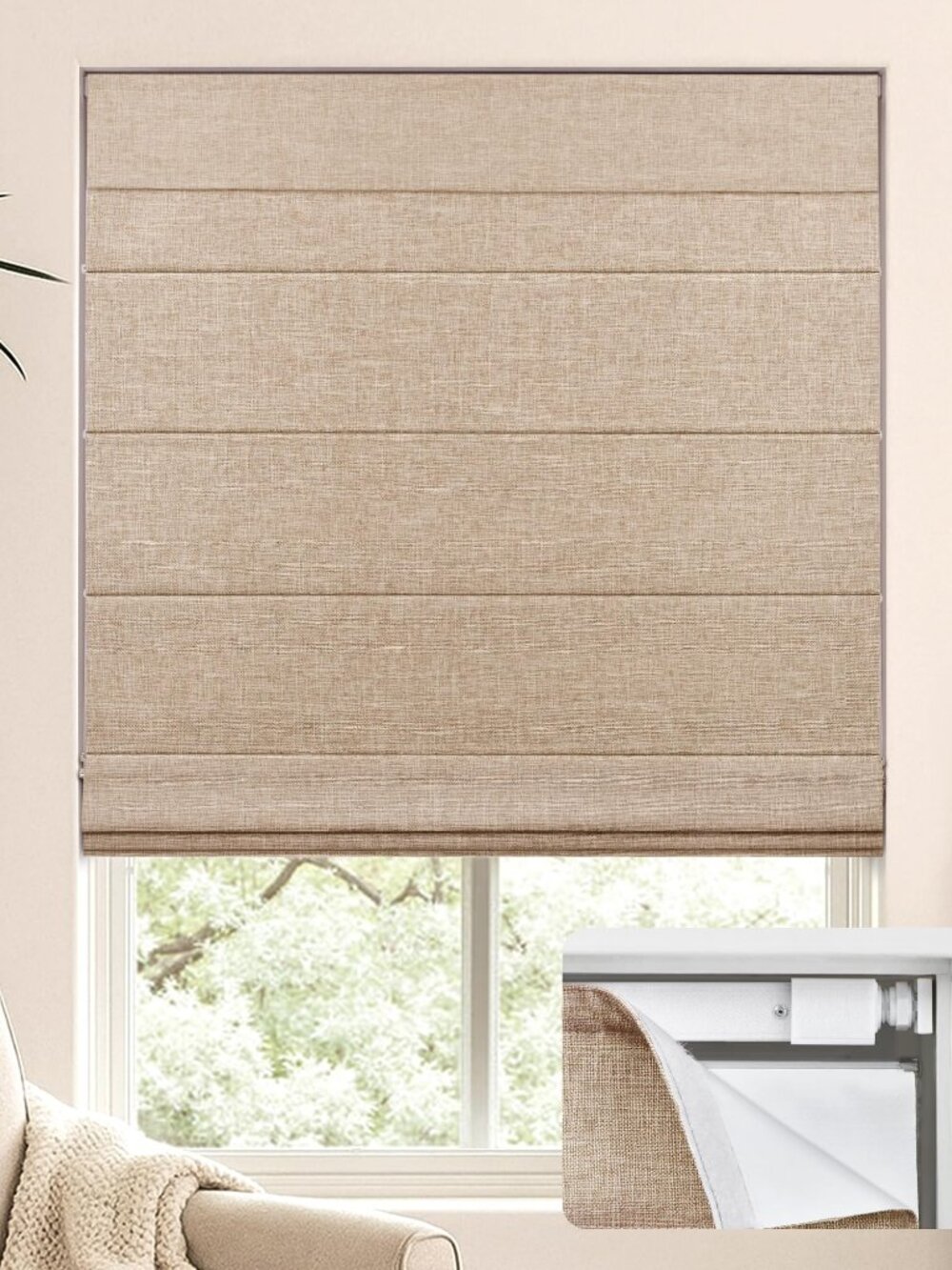 NEW LazBlinds No Drill Cordless Roman Shades for Windows, 26" W x 60" H, Sunset